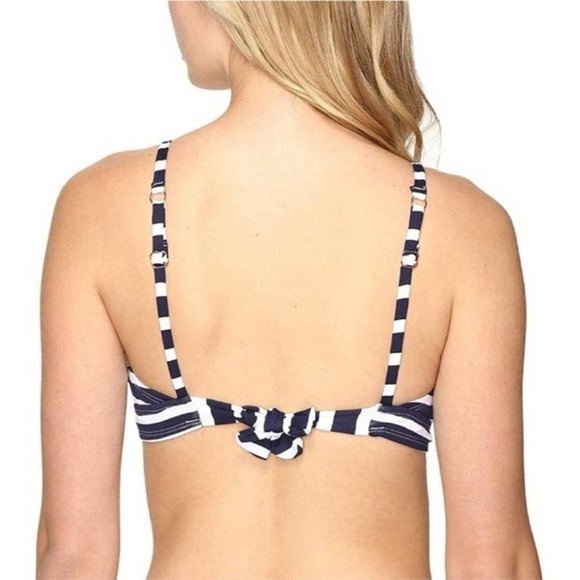 Tommy Bahama Breton Over-The-Shoulder V Neck Bra Bikini Top in Mare Navy/White - Picture 3 of 8